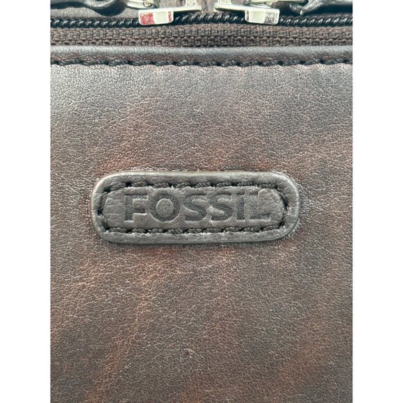 Vintage Fossil Crossbody Womens Brown Leather Wallet Organizer Purse Y2K Chic - Picture 2 of 8